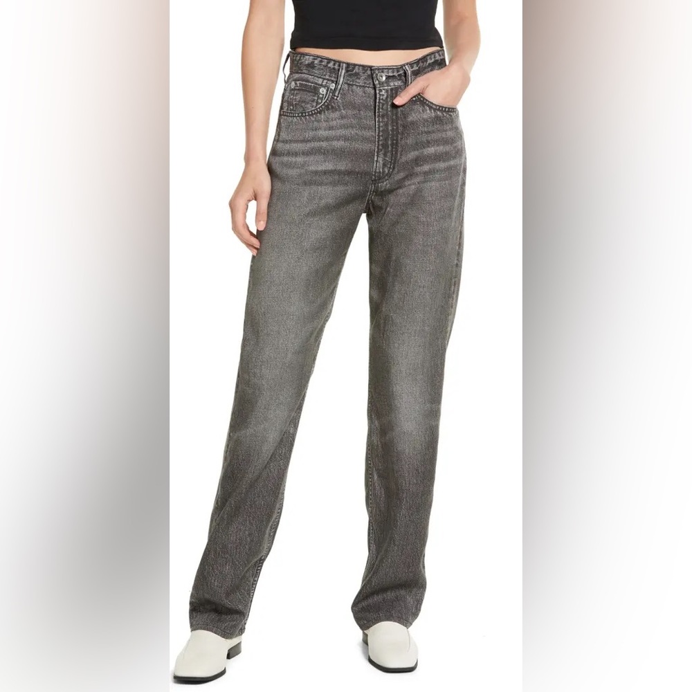 NWT Rag & Bone Black Magic Liquid Alex high Rise Straight Leg Jeans Sz 26